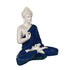 White & Blue Polyresin Buddha Statue – 14 Inch Handcrafted Meditating Monk Figurine for Peaceful Home & Office Décor