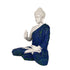 White & Blue Polyresin Buddha Statue – 14 Inch Handcrafted Meditating Monk Figurine for Peaceful Home & Office Décor