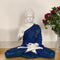 White & Blue Polyresin Buddha Statue – 14 Inch Handcrafted Meditating Monk Figurine for Peaceful Home & Office Décor
