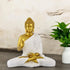 White & Gold Meditating Buddha Statue 14-Inch – Handcrafted Resin Idol for Home Decor, Vastu, and Spiritual Gifting