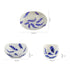 White Leaf Motif Serving Plate & Bowl – Handcrafted Jaipur Blue Pottery