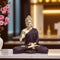 White Matte Finish Buddha Statue with Red Robe