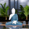 White Matte Finish Lord Buddha Statue—Blue Drapery Details