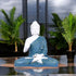White Matte Finish Lord Buddha Statue—Blue Drapery Details