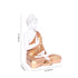 White Matte Finish Lord Buddha Statue—Rose Gold Drapery Details