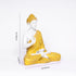 White Matte Finish Lord Buddha Statue—Yellow Drapery Details