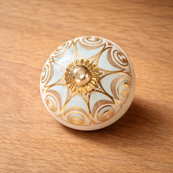 White and Blue Handcrafted and Hand painted Ceramic Knobs