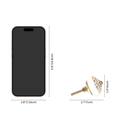 White and Blue Handcrafted and Hand painted Ceramic Knobs—Round Shaped—Set of 6—Abstract Pattern