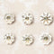 White and Golden Handcrafted and Hand painted Ceramic Knobs—Melon Shaped—Set of 6—Abstract Design