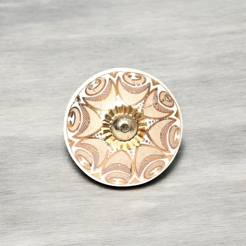 White and Grey Handcrafted and Hand painted Ceramic Knobs—Round Shaped—Set of 6—Abstract Pattern