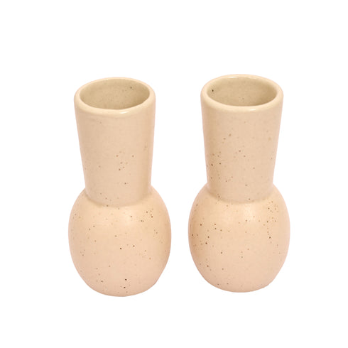 White ceramic miniature bud vase set (set of 2)