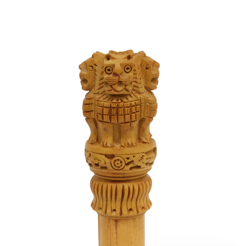 Wooden Ashoka Pillar Showpiece 10 Inch