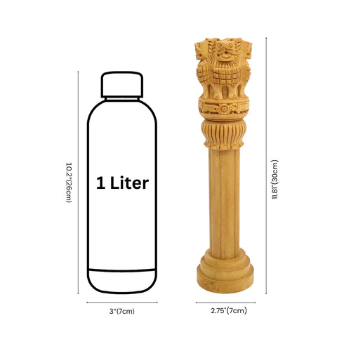 Wooden Ashoka Pillar Showpiece 12 Inch Info