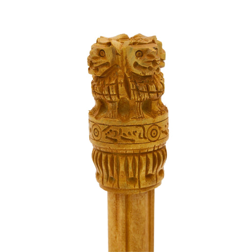Wooden Ashoka Pillar showpiece 5 inch, handmade Indian national emblem home decor