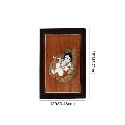 Wooden Mysore Inlay Painting of Baal Krishna