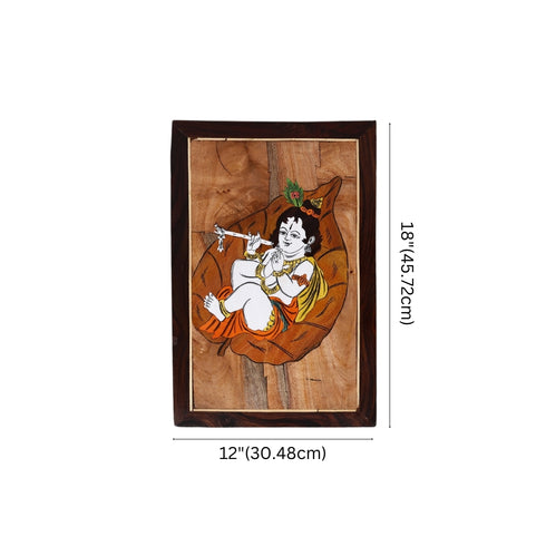 Wooden Mysore Inlay Painting of Baal Krishna