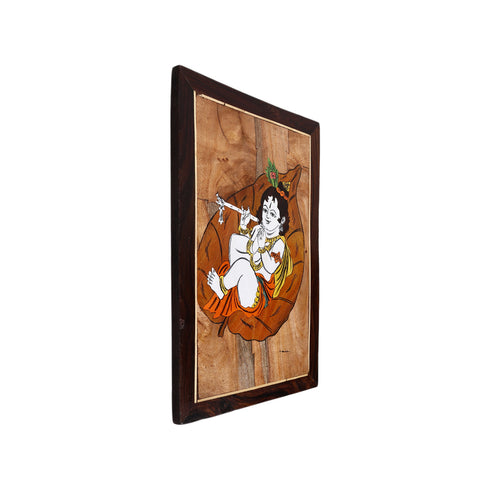 Wooden Mysore Inlay Painting of Baal Krishna