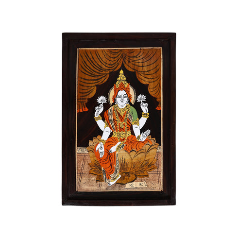 Wooden Mysore Inlay Painting of Goddess Lakshmi