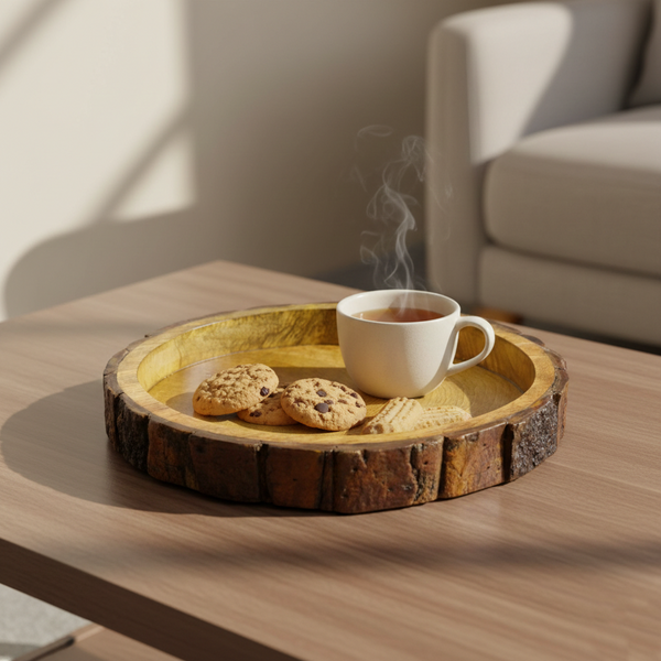 Wooden Round Serving Tray