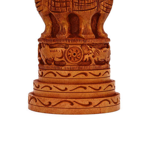 Small wooden Ashoka Stambh showpiece, leadership and success gifting item