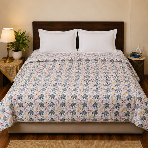 Yellow Blossom Handcrafted Elephant Comforter