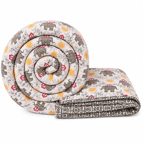 Yellow Blossom Handcrafted Elephant Comforter