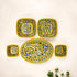 Yellow Floral Rectangular Platter & Bowl Set – Handcrafted Jaipur Blue Pottery for Elegant Dining