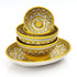 Yellow Geometric Oval Platter & Bowl Set – Handcrafted Jaipur Blue Pottery for Modern Dining