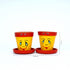 Yellow and Red Handcrafted Terracotta Planters - Set of 2 - Funky Hand Painting