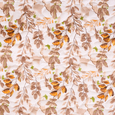Close-up of Autumn Vine Pattern Bedcover showcasing intricate botanical prints, fine stitching, and premium fabric texture.