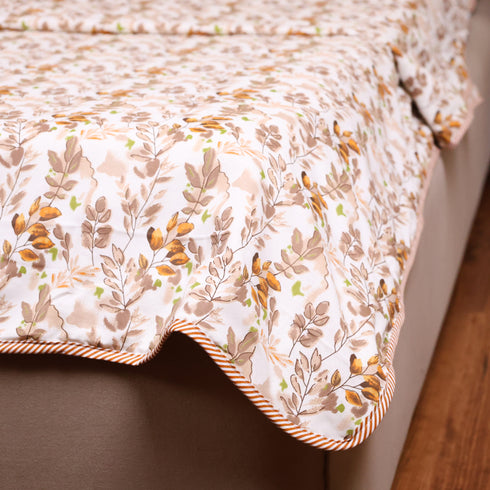 Autumn Vine Pattern Handcrafted Dohar spread out to showcase detailed botanical vine motifs and artisanal craftsmanship.