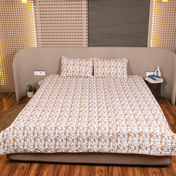 Autumn Vine Pattern Handcrafted Bedcover and Pillow Cover set featuring elegant botanical vine prints and artisanal craftsmanship.