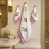Pink Floral Pattern Waffle Weave Bath and Hand Towel - Hand Block Print