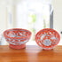 Handcrafted Reddish Brown Round Blue Pottery Bowls—Set of 2—Floral Pattern—6”