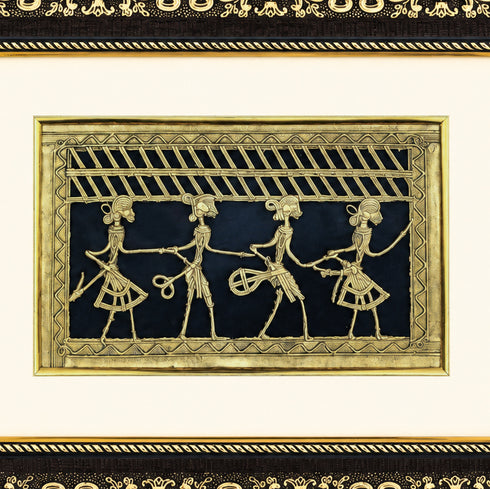 Dhokra Art Tribal Women at Work Glass Frame