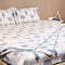 Handcrafted Blue Blooming Vines Lattice Cotton King Size Bedsheet, Pillow Cover and Dohar 4-piece set crafted from soft breathable cotton with elegant blue floral vine patterns for stylish and comfortable bedding.