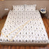 Handcrafted Leaf and Bloom Cotton King Size Bedsheet, Pillow Cover and Dohar 4-piece set featuring elegant leaf and floral patterns on soft cotton fabric.