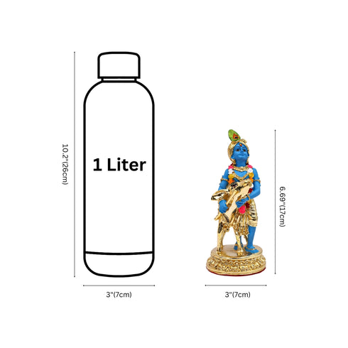 Divine Govinda With Cow Figurine - Available in Gold and Silver Coating