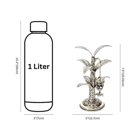 Handcrafted German Silver Banana Tree Sculpture – Elegant Indian Art Decor for Home & Pooja