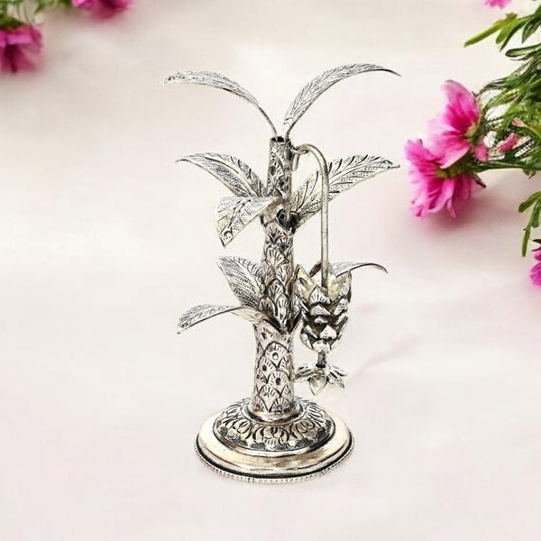 Handcrafted Silver Banana Tree Sculpture – Elegant Indian Art Decor for Home & Pooja