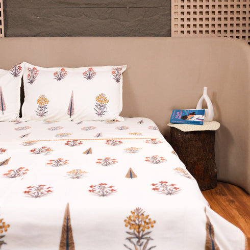 Folded Premium Floral Pattern Cotton Bedding Set highlighting soft cotton fabric, vibrant floral designs, and premium craftsmanship.
