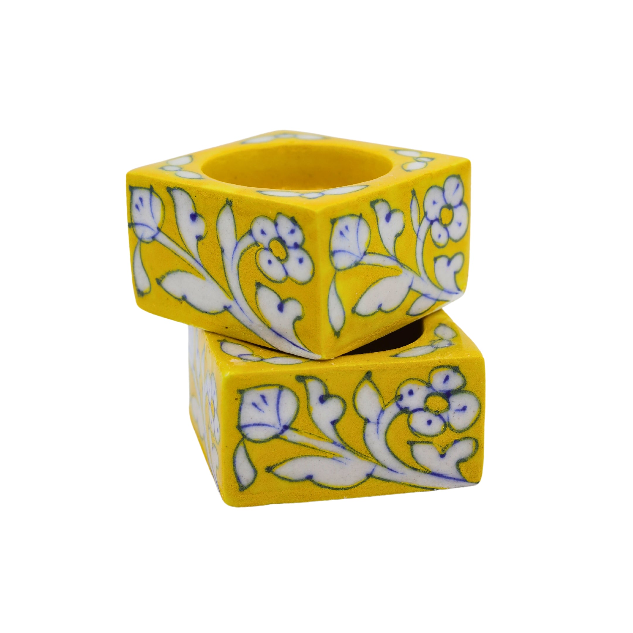 Blue Pottery set of 2 T-Light Holders