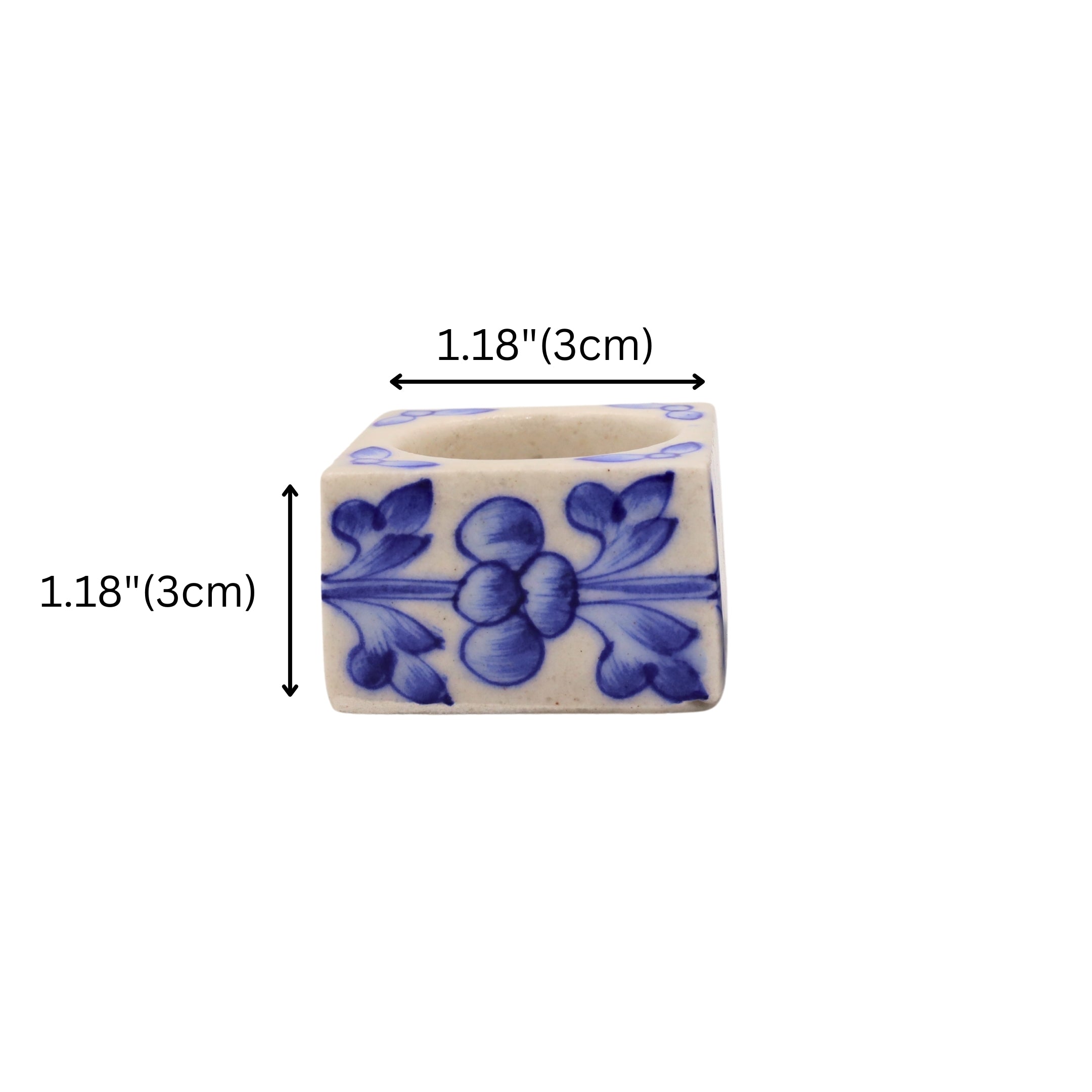 Set of 2 Blue Pottery White Color T-Light Candles