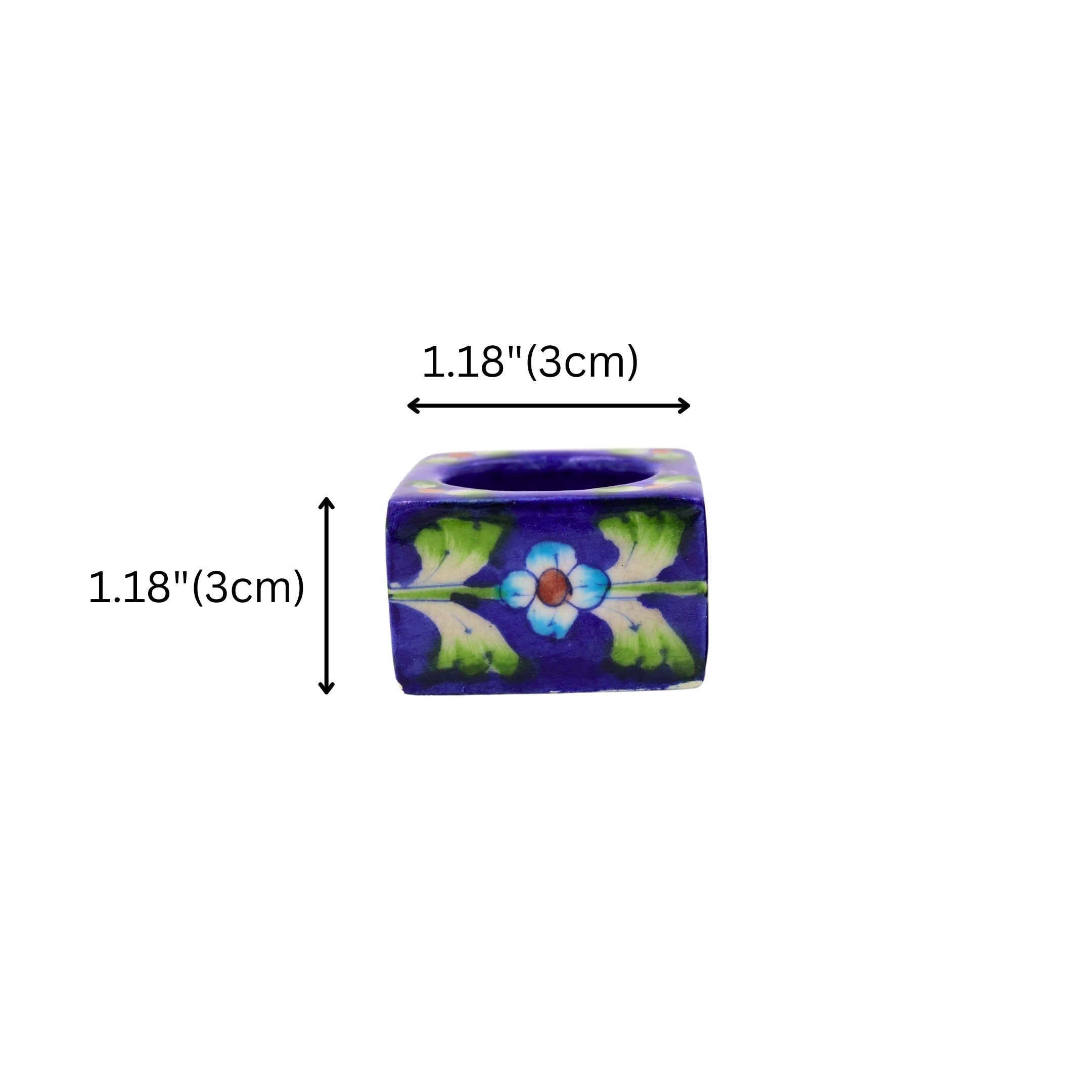 Set of 2 Blue Pottery Royal Blue Color T-Light Candles
