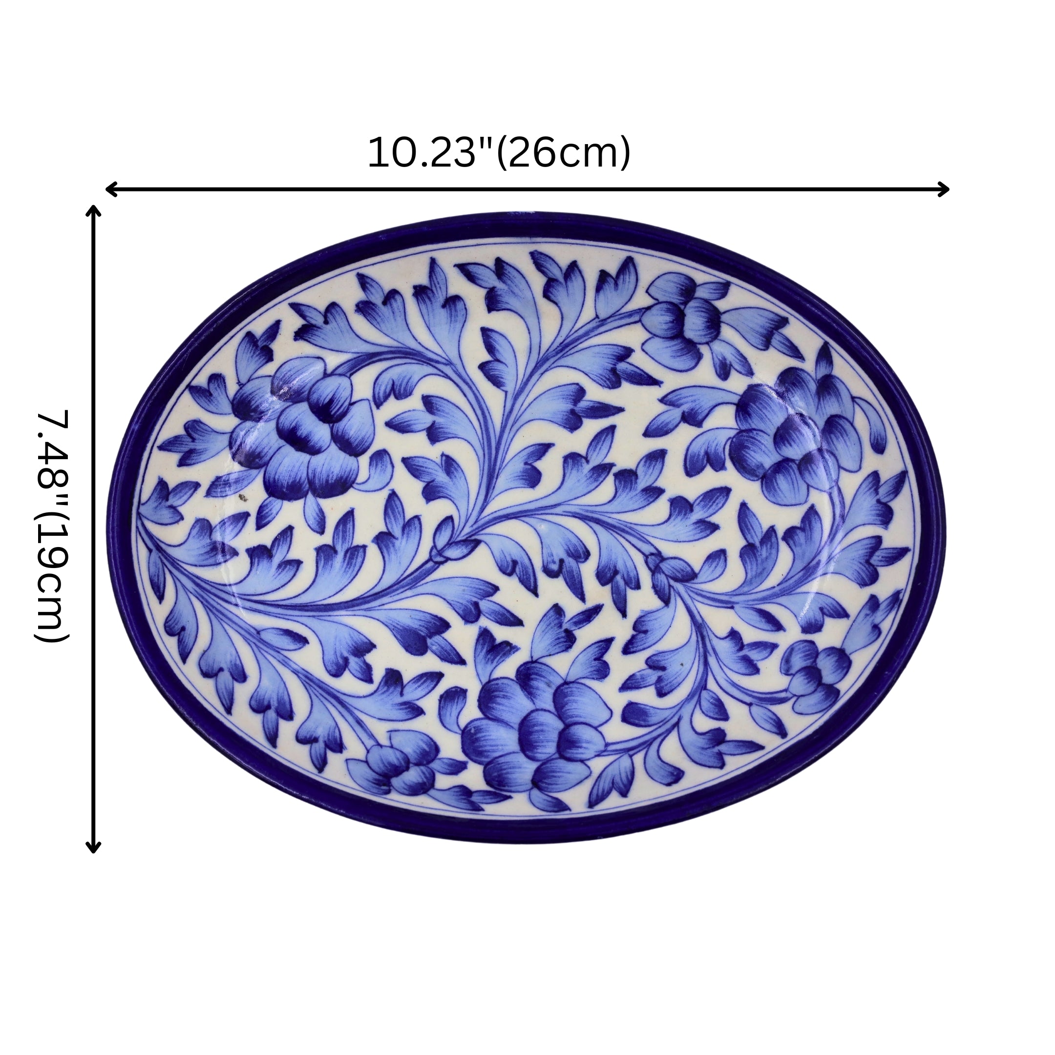 Blue Pottery Oval Plate - Blue