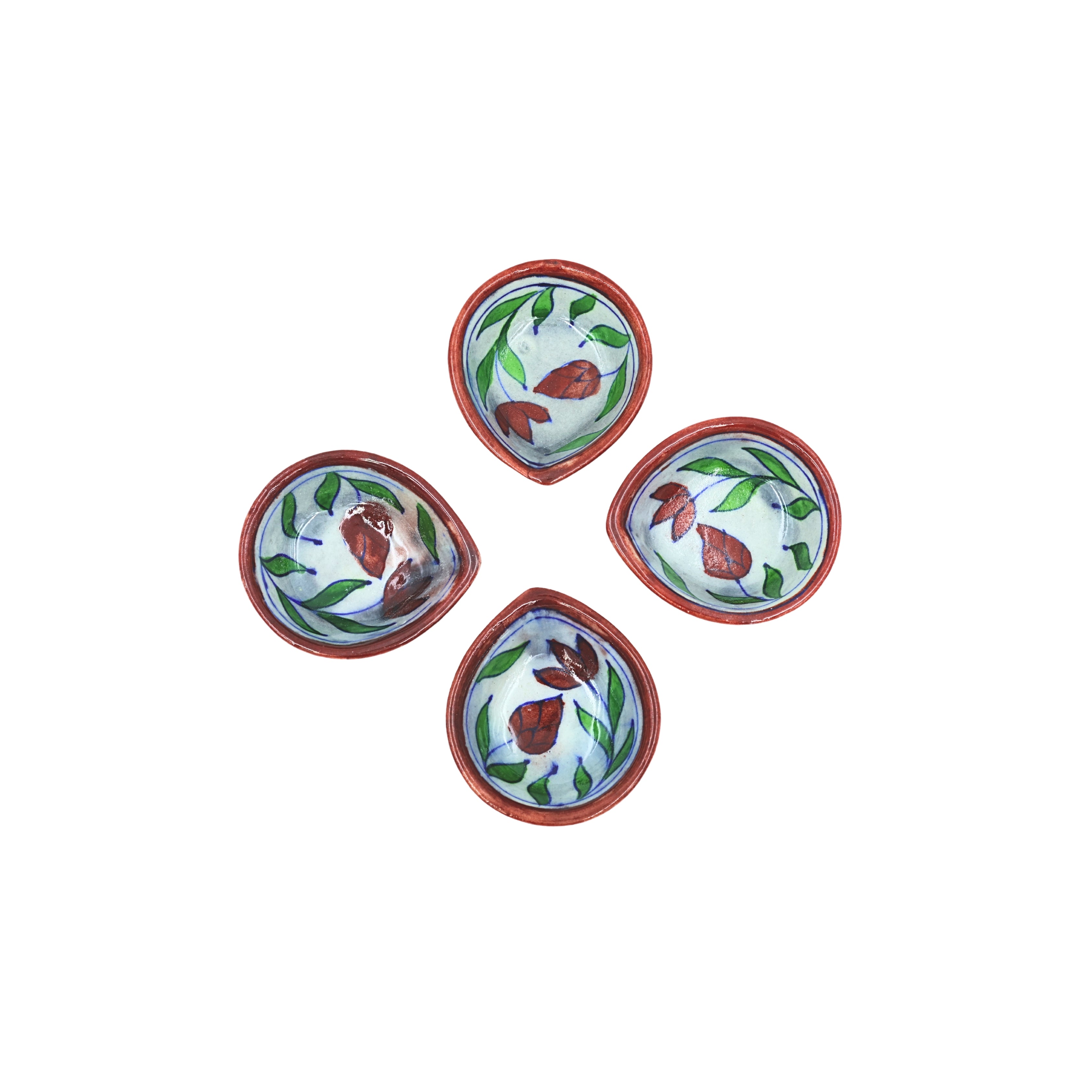 Blue Pottery Diyas-Set of 4