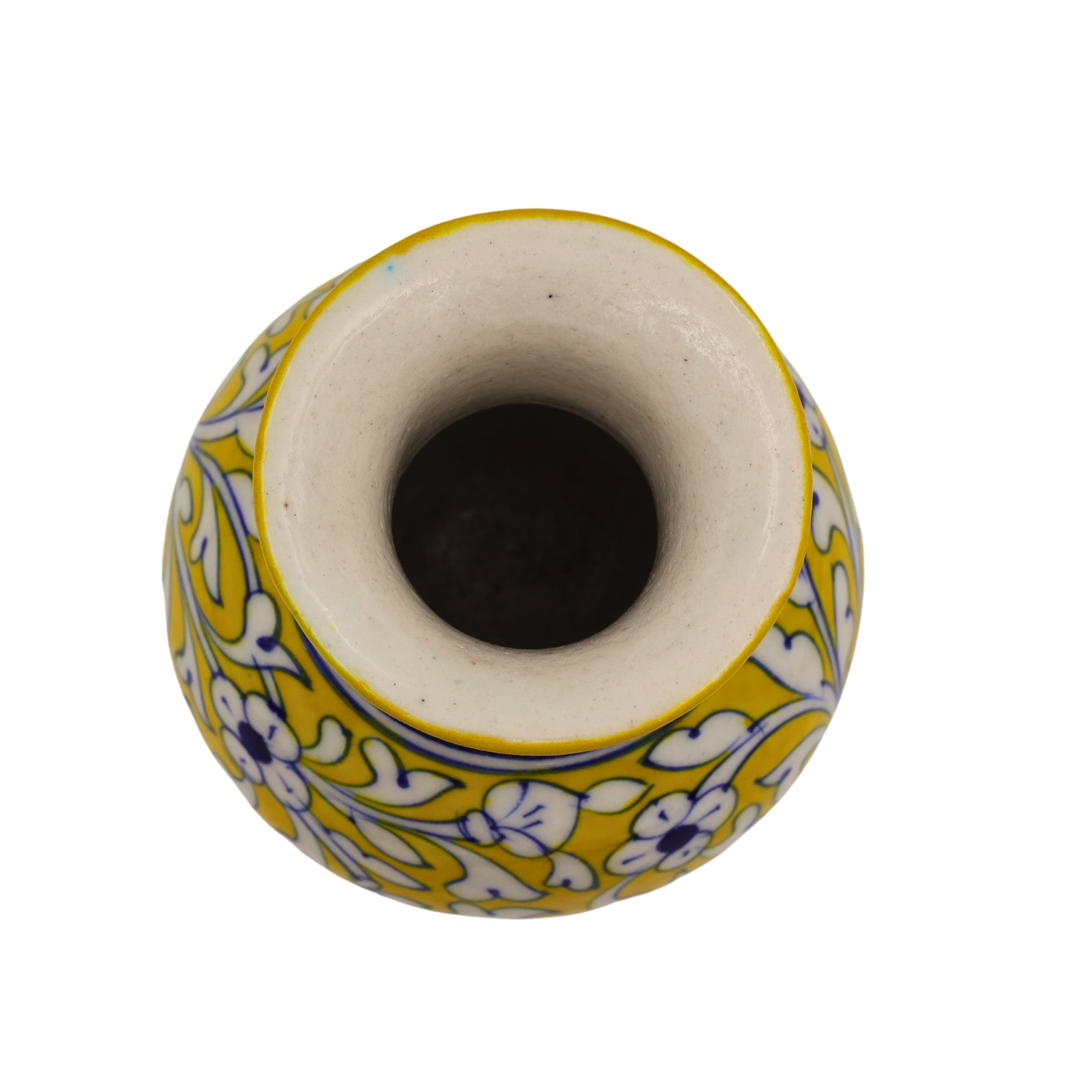Blue Pottery Flower Vase - Yellow