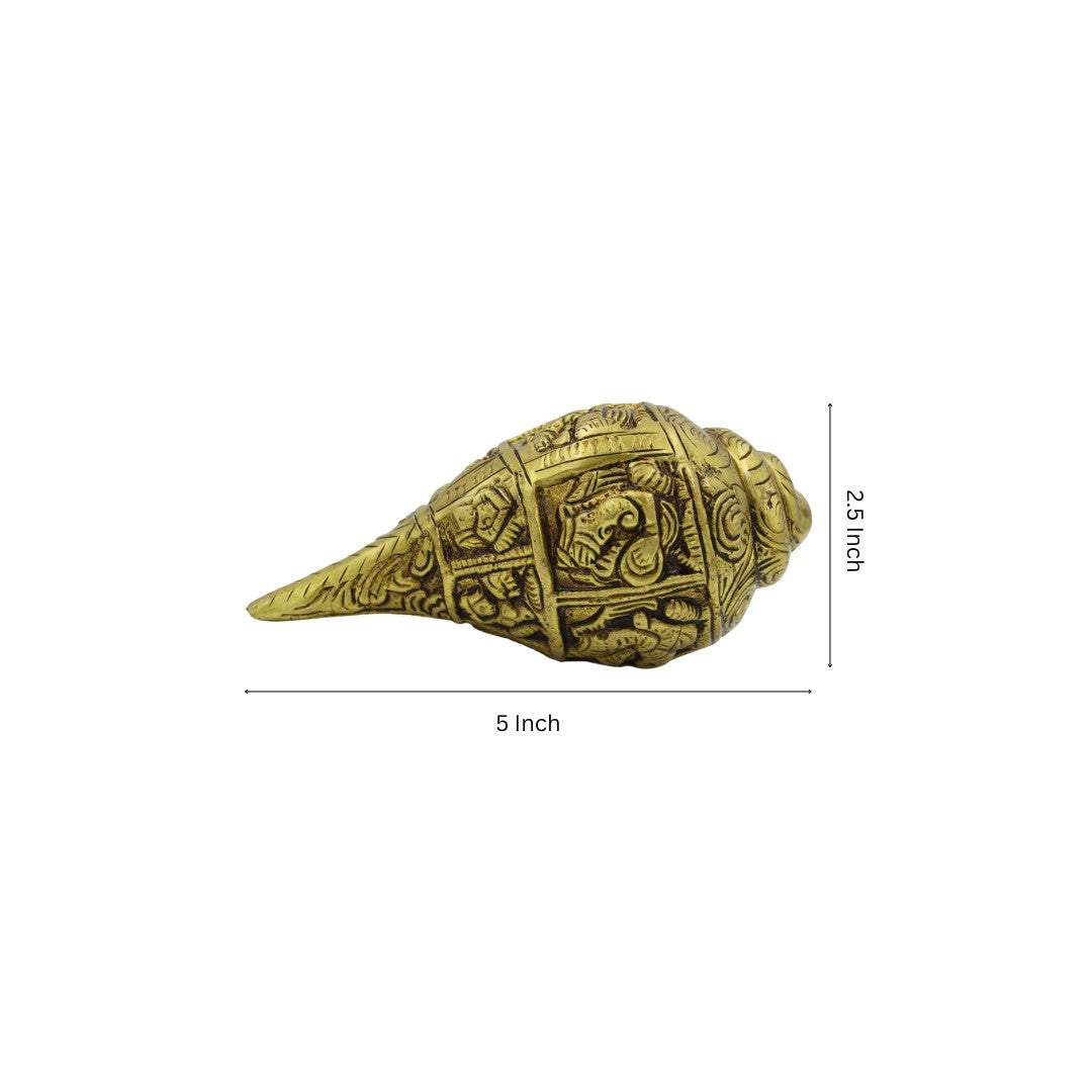 Antique Brass Shankh - Showpiece Home and Temple Decor