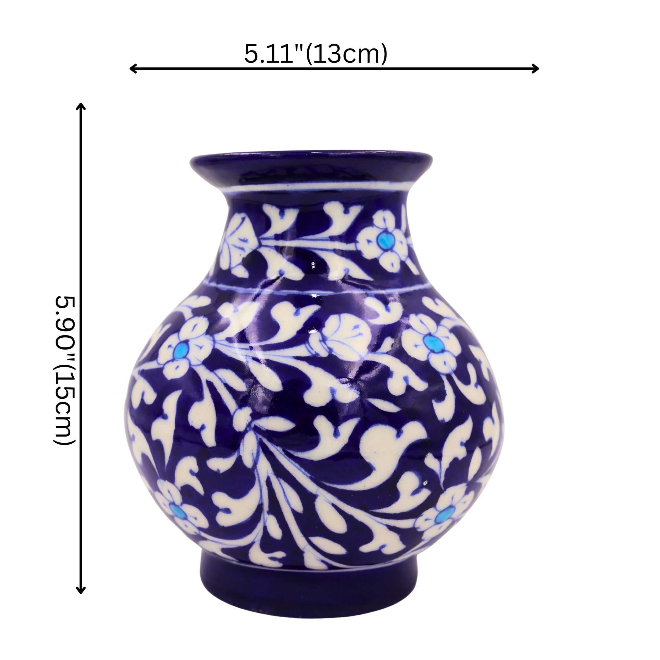 Blue Pottery Flower Vase - Cobalt Blue