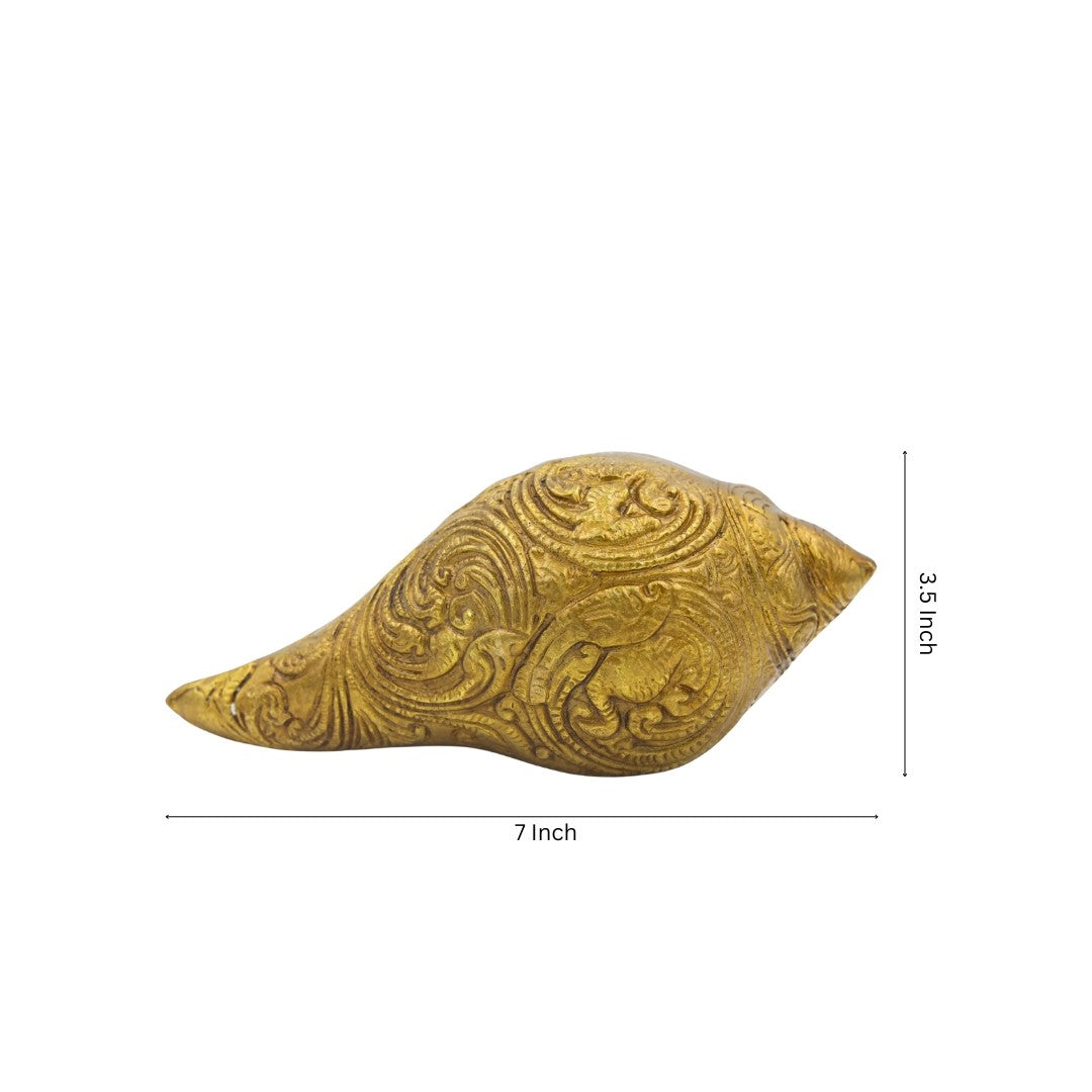 Antique Brass Golden Shankh - Showpiece for Home and Temple Décor